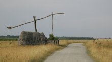 IQ3M0344_2011-07-19_NP-Neusiedlersee_Lange-Lacke_Schilfhuette-und-Ziehbrunnen.JPG